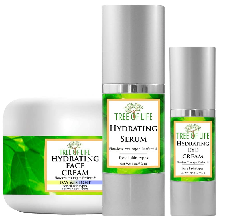 Face and Skin Moisturizing Set with Serum, Face Cream and Eye Cream by Flawless. Younger. Perfect.