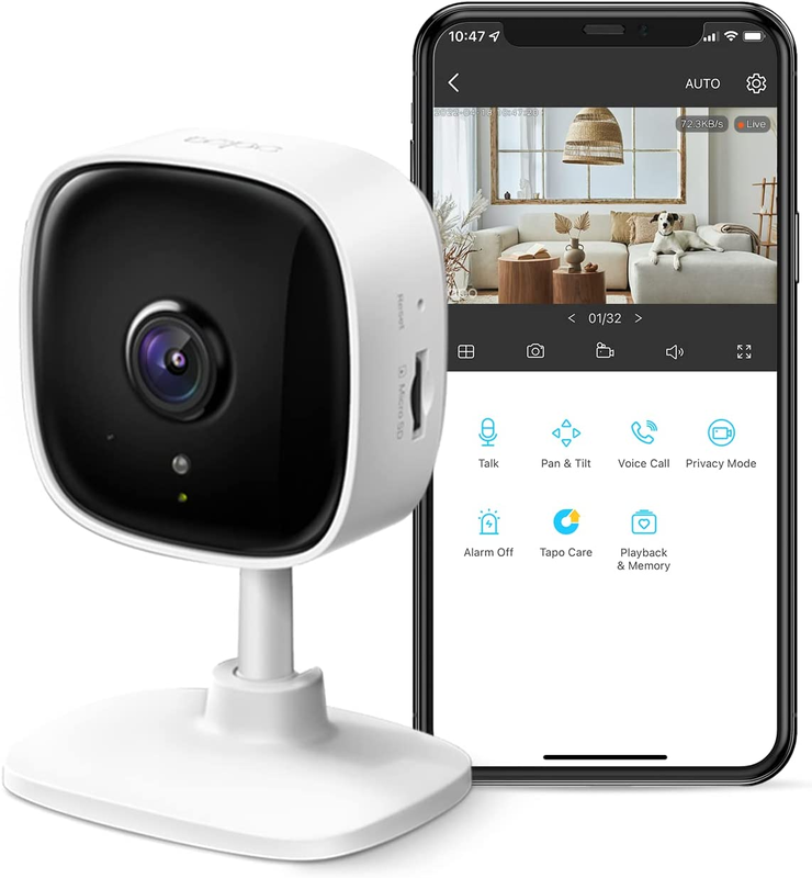 TP-Link Tapo 2K Indoor Security Camera for Baby Monitor, Dog Camera w/ Motion Detection, 2-Way Audio Siren, Night Vision, Cloud &SD Card Storage (Up to 256 GB), Works with Alexa & Google Home (C110)