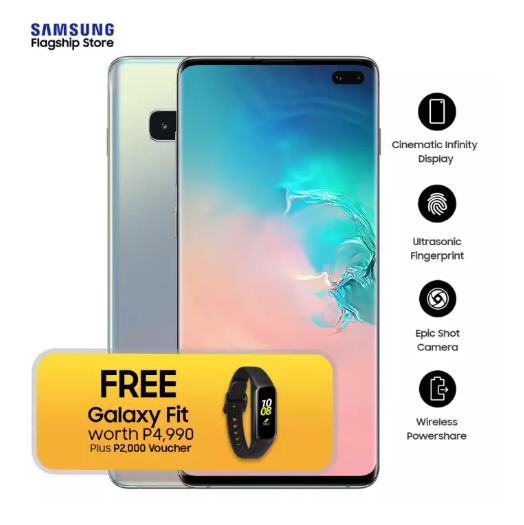 Samsung Galaxy S10+ (Silver) - 8GB RAM/128GB with FREE Galaxy Fit
