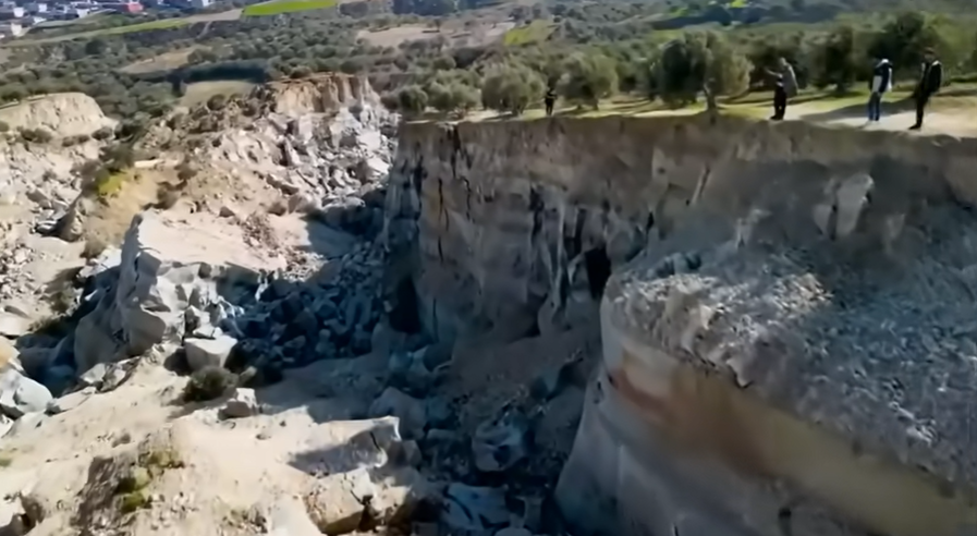 Turkey-Syria earthquake ripped huge chasm in what was once an olive field near Antakya