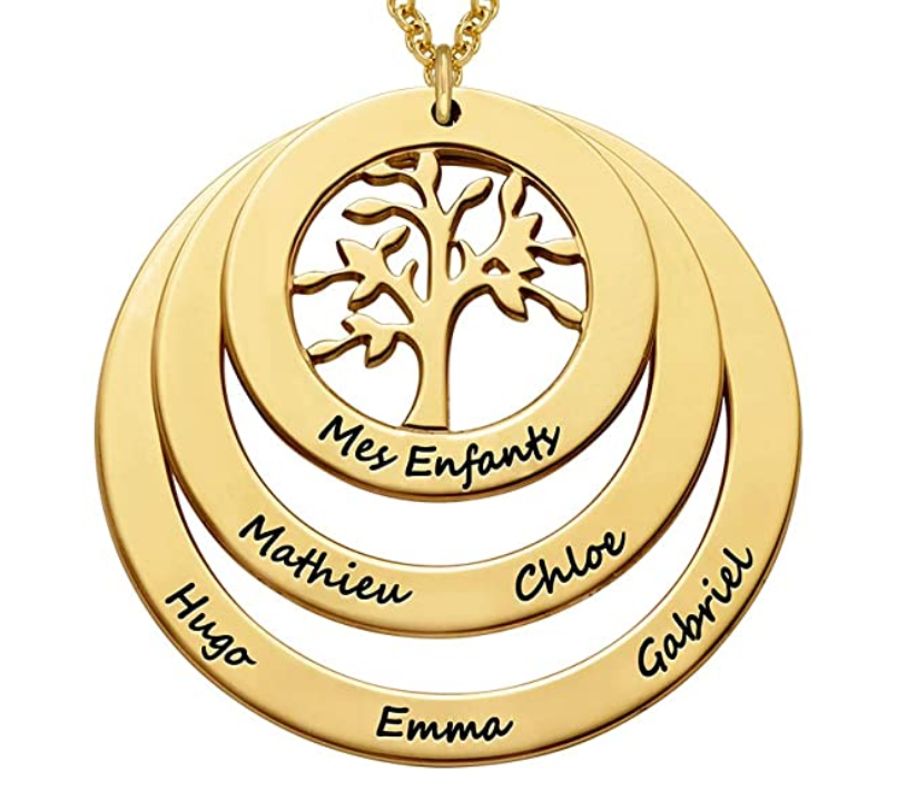 Personalised Family Tree 3 Circle Engraved Necklace for Women