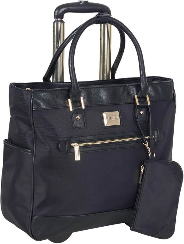 Kenneth Cole Reaction Runway Call Nylon-Twill Laptop & Tablet Business Travel, Black Wheeled Tote