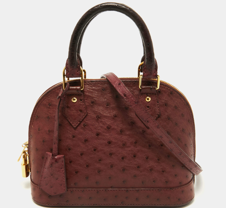 Louis Vuitton Burgundy Ostrich Alma BB Bag