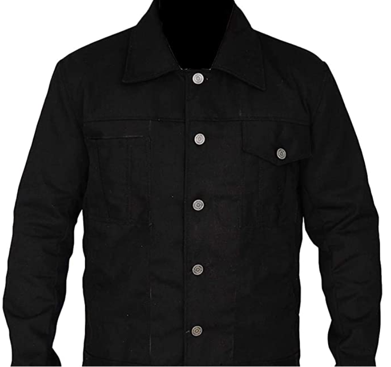 Mens Yellowstone Cowboy Cole Hauser Stylish Black Cotton Jacket in Black