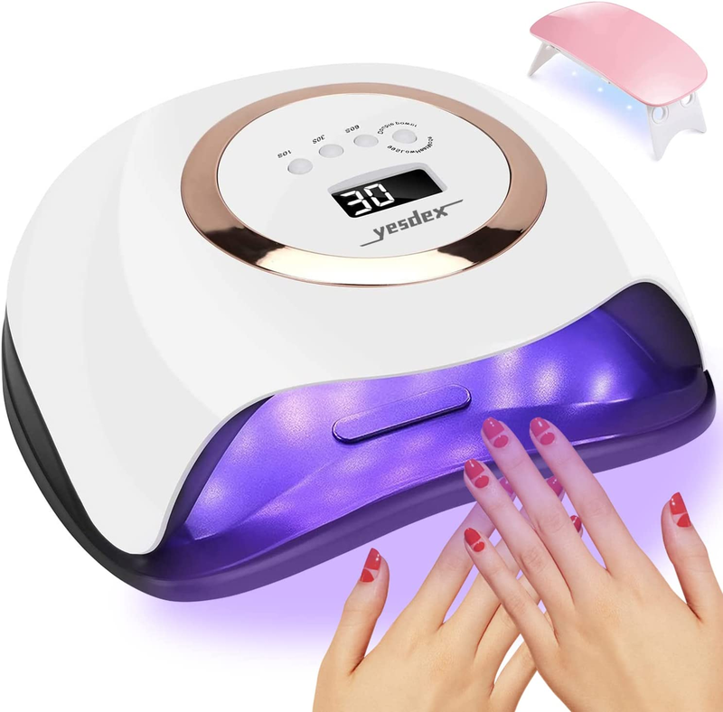 YESDEX UV Nail Lamp, Professional 168W UV LED Nail Dryer for Gel Polish, Ultra Fast Gel Nail Dryer 42 LED UV Curing Lamp for Resin Curing & Gel Nail Dryer with 4 Timer Setting (BUY ONE GET ONE Mini Portable USB UV Nail Dryer FREE)