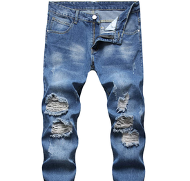 voeeron Men's Ripped Destroyed Distressed Jeans, Slim Regular Straight Fit Pants