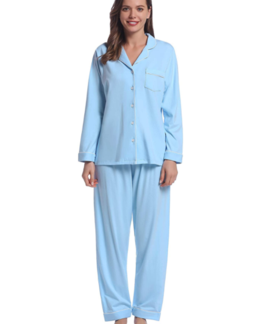 Joyaria Womens 2 Pieces Pajama Long Sleeve Pjs Sets Button Down Cotton Sleepwear