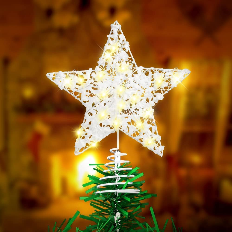 Christmas Tree Topper Star 20 LED Lights Two Modes:Steady or Flashing
